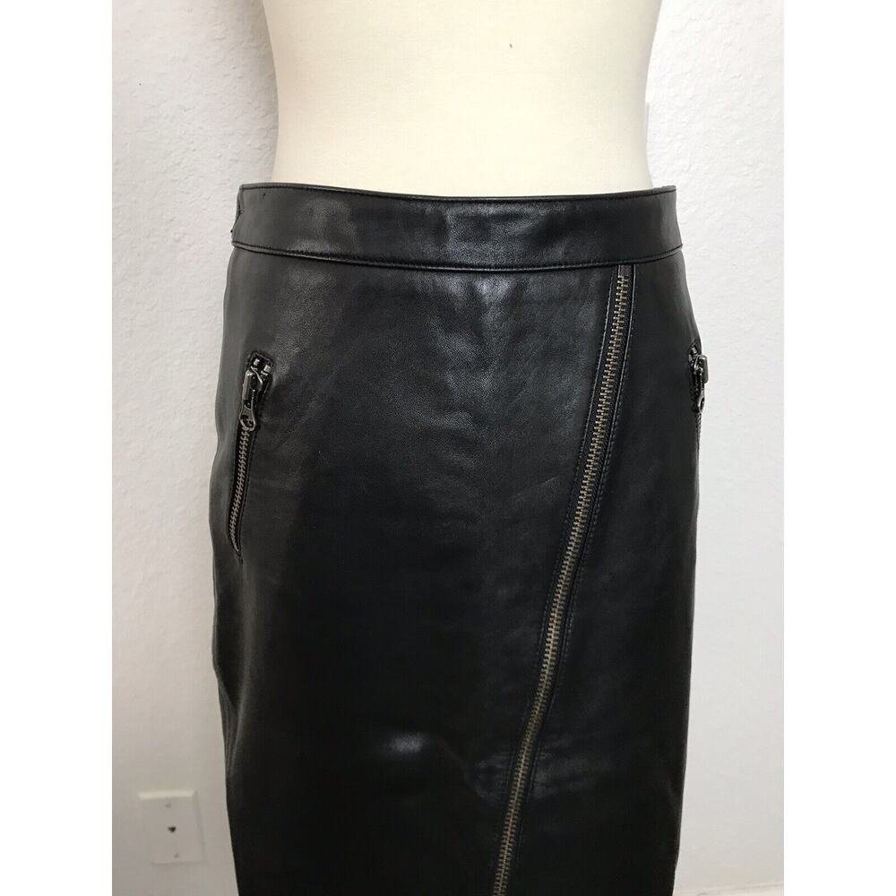 Michelle Mason Asymmetrical Zippered Pencil Skirt Leather - Picture 2 of 7